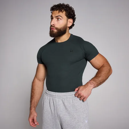 MP Férfi Origin Ribbed Muscle Fit Póló – Mosott fekete