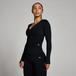 Női MP Tempo Seamless Cropped Dzseki - Fekete - Size S