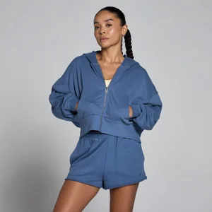 MP női könnyű hurkolt kapucnis pulóver végigfutó cipzárral - Palakék - Size XS