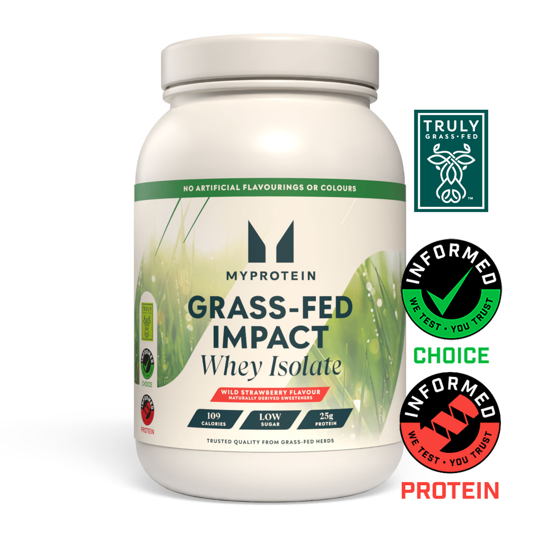Myprotein Impact Whey Isolate, Grass Fed Wild Strawberry (naturally derived sweeteners), 1kg kép 1