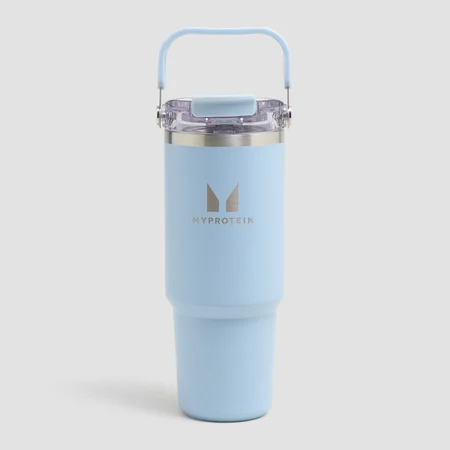 Myprotein Újrahasznosított Fém Felső Fogantyús Szívószálas Palack 900 ml - Babakék