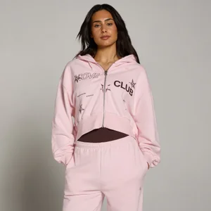 MP Női Move Club Grafikus Könnyű Loopback Cipzáras Kapucnis Pulóver - Blush - Size L