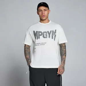 MP Férfi Lift Burnout Pamut Grafikus Póló - Retró Fehér - Size M