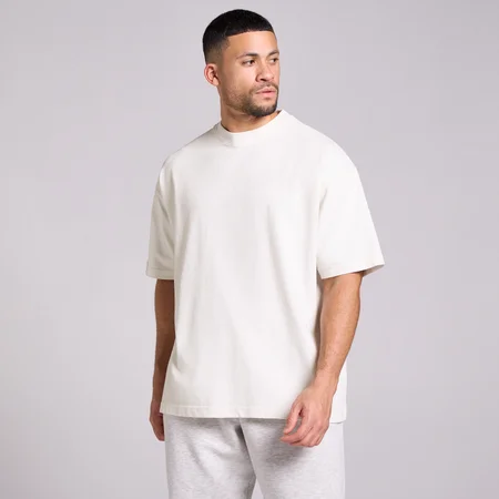 Férfi MP Mosott Oversize Pamut Póló - Vintage Fehér