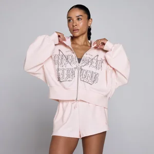 Női MP Lift Grafikus Lifestyle Cipzáras Kapucnis Pulóver - Babapink - Size L