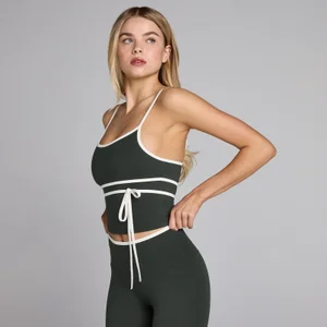 Női MP Tempo Contrast Tie Top - Matt Fekete - Size XXL