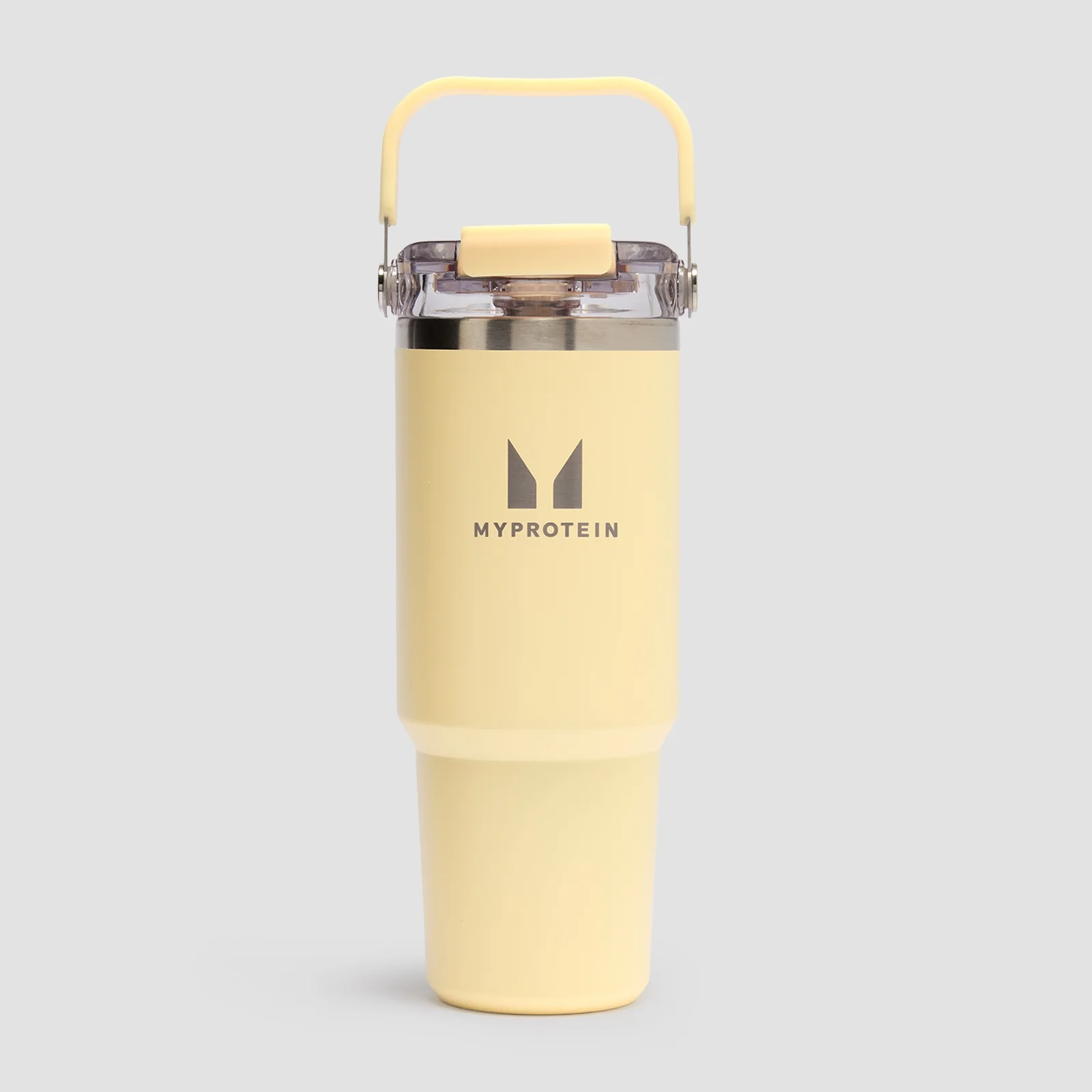 Myprotein újrahasznosított fém szívószálas kulacs felső fogantyúval 900 ml - Vajszín kép 1