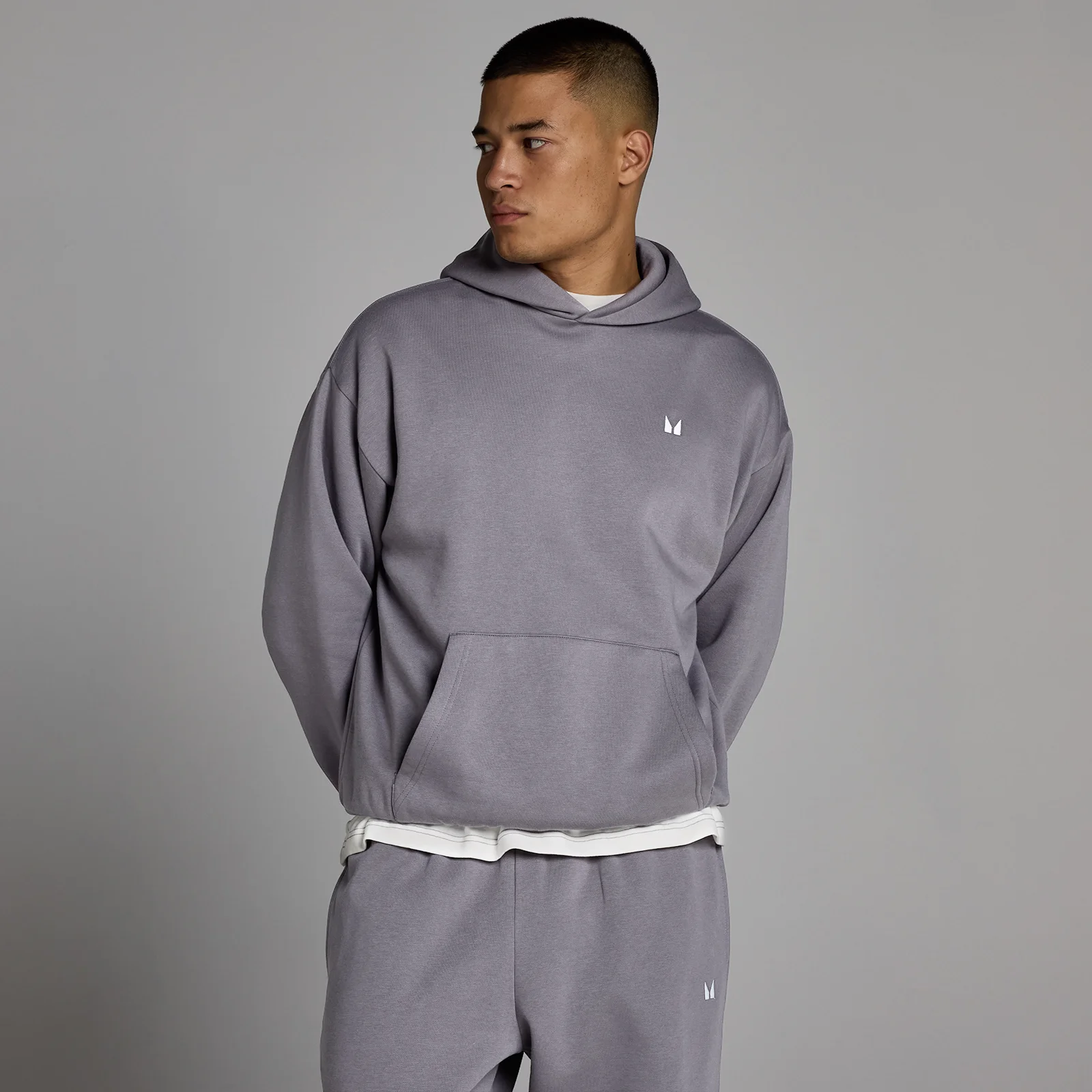 MP Férfi Rest Day Oversize Kapucnis Pulóver - Sötét Melír - XS kép 1