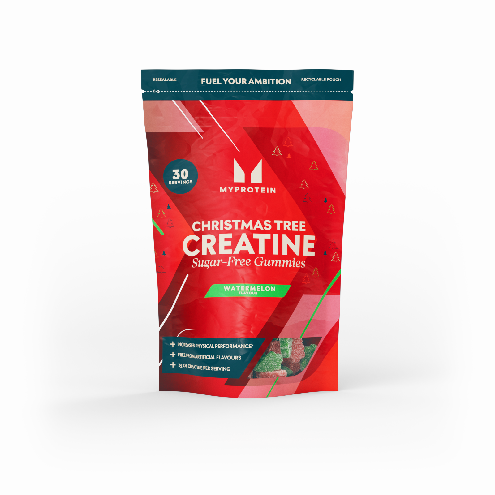 Cukormentes Kreatin Gumicukor - Görögdinnye Karácsonyfa - 90GUMMIES- 30Adag - Görögdinnye kép 1