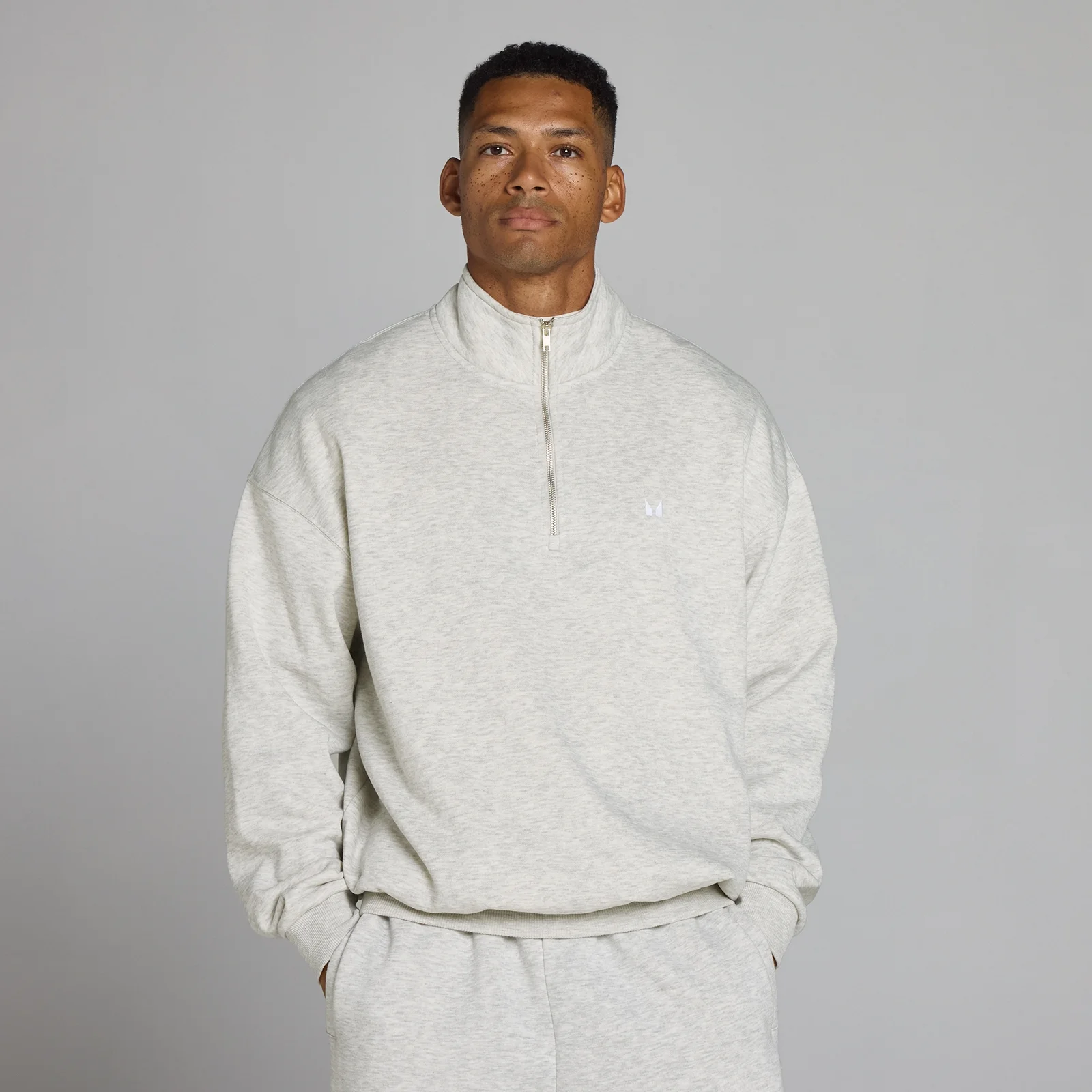 MP Men's Rest Day Oversized 1/4 Zip - Light Grey Marl - M kép 1