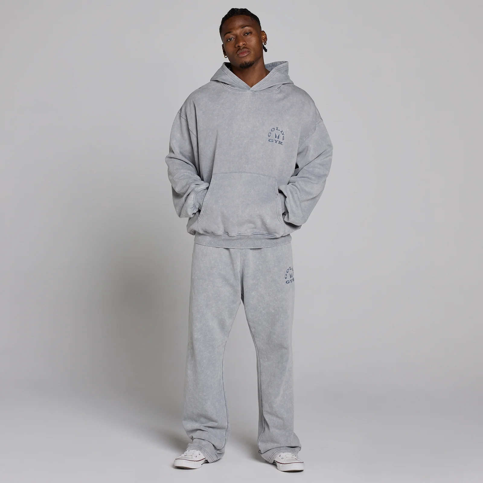 MP X Gold's Férfi Washed Graphic Oversized Kapucnis Pulóver - Acélkék - L kép 5