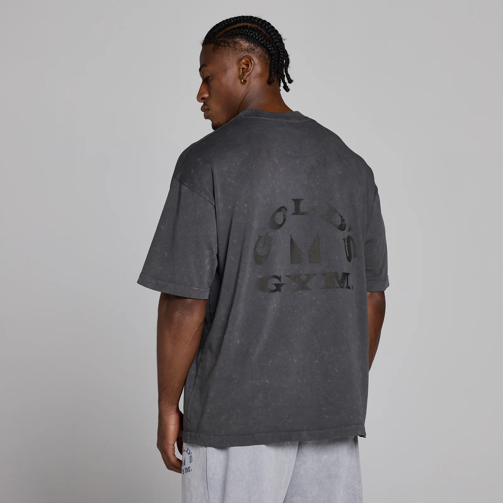 MP X Gold's Férfi Washed Graphic Oversized Póló - Mosott Szürke - XS kép 4