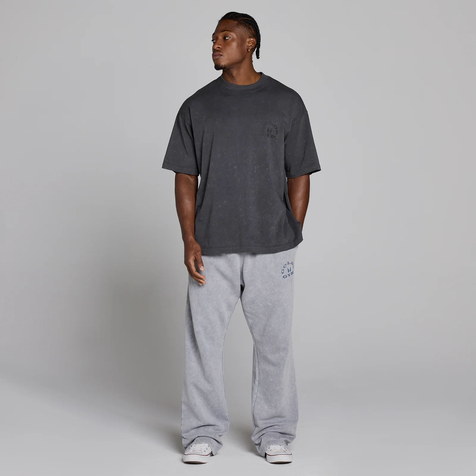 MP X Gold's Férfi Washed Graphic Oversized Póló - Mosott Szürke - XS kép 5