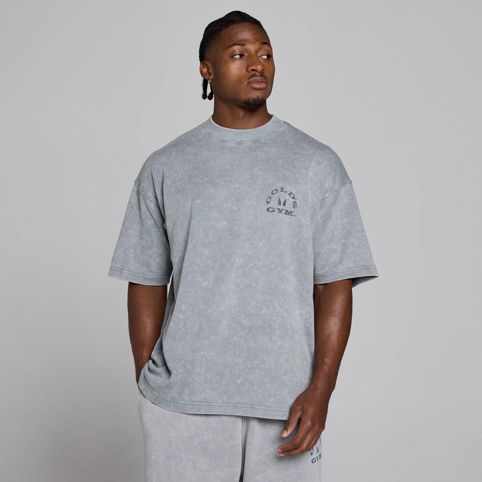 MP X Gold's Férfi Washed Graphic Oversized Póló - Acélkék - XS kép 3